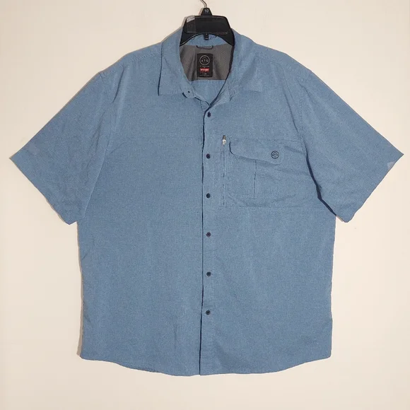 WRANGLER™ ATG MEN'S OUTDOORS SHORT SLEEVE ZIP POCKET SHIRT CORONET BLUE SIZE XL - Picture 6 of 12